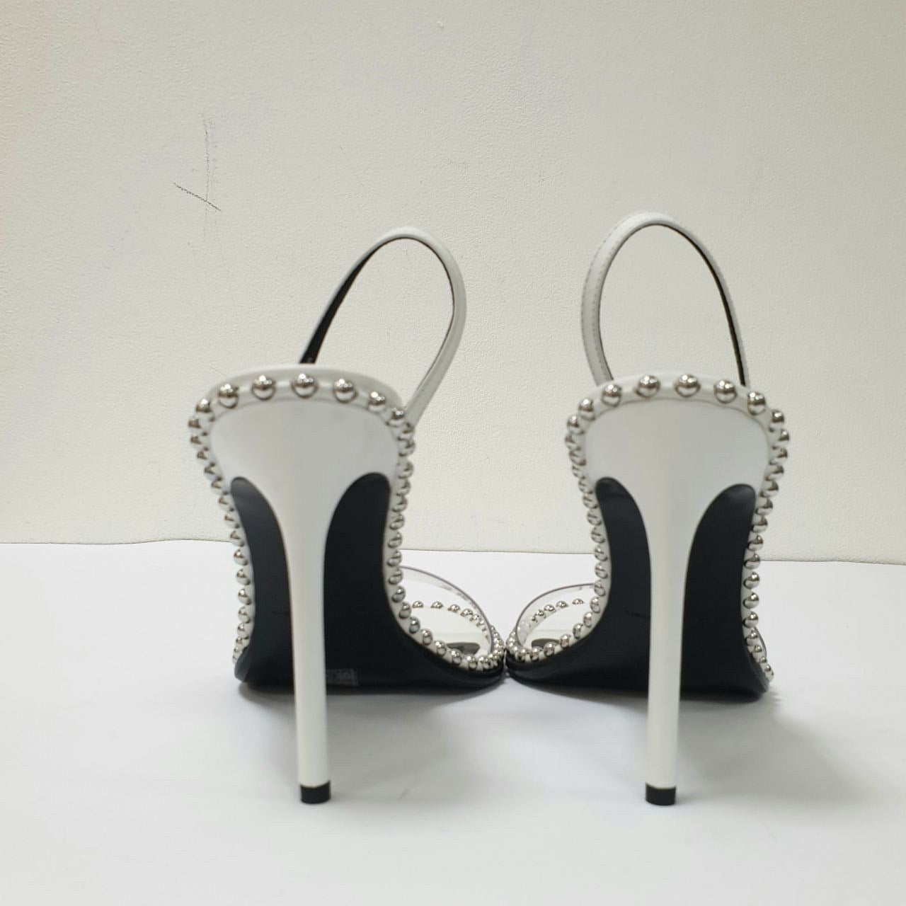NWOB Alexander Wang White Leather and PVC Nova Slingback Sandals Pre-owned