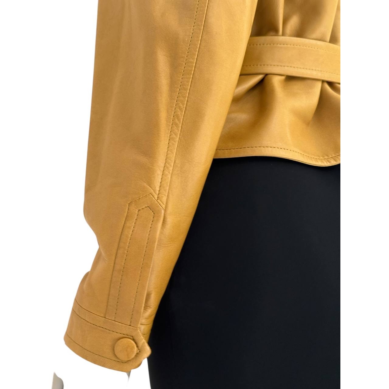 Saint Laurent Women's Brown Leather Double Breasted Jacket Pre-owned