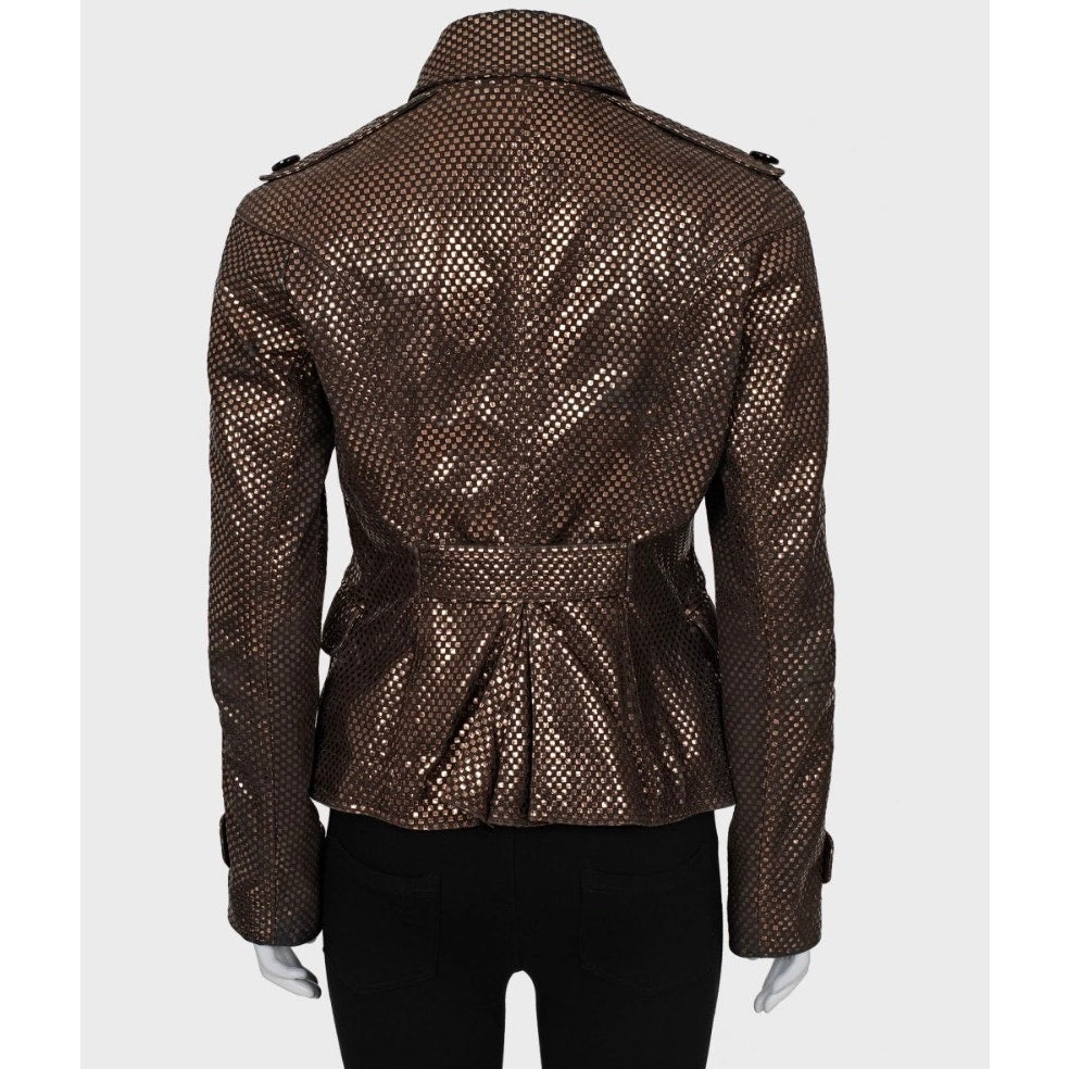 Burberry Brown Leather Jacket Sz.42 S Pre-owned