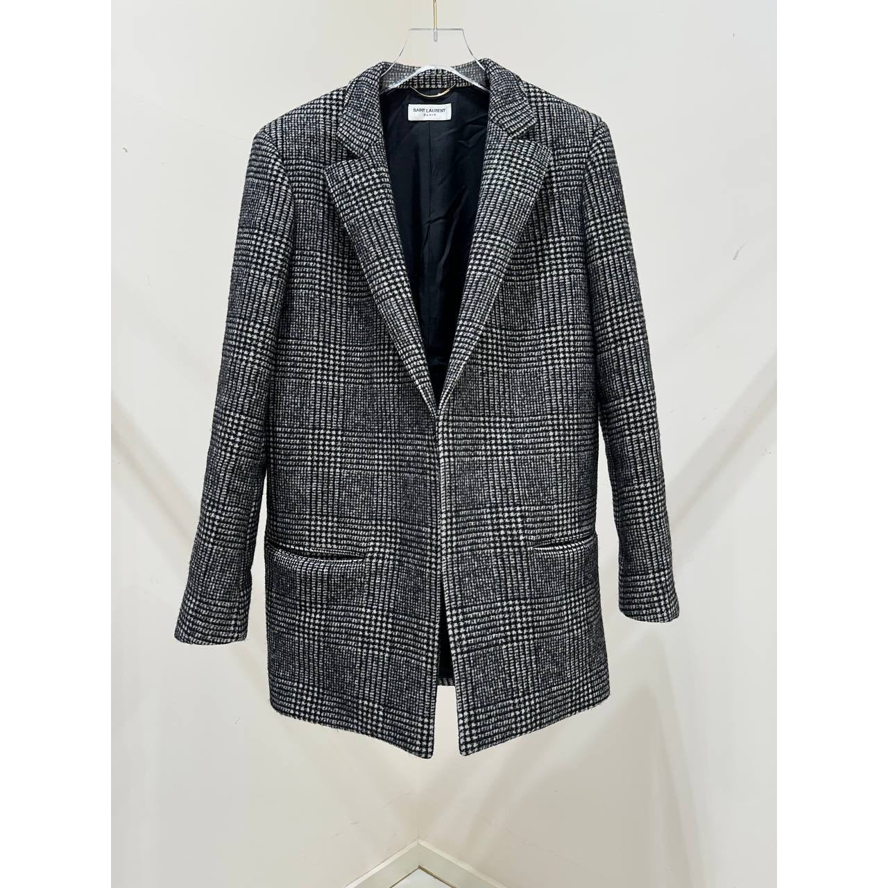 Saint Laurent Paris Plaid Wool Blazer Coat F40 Pre-owned