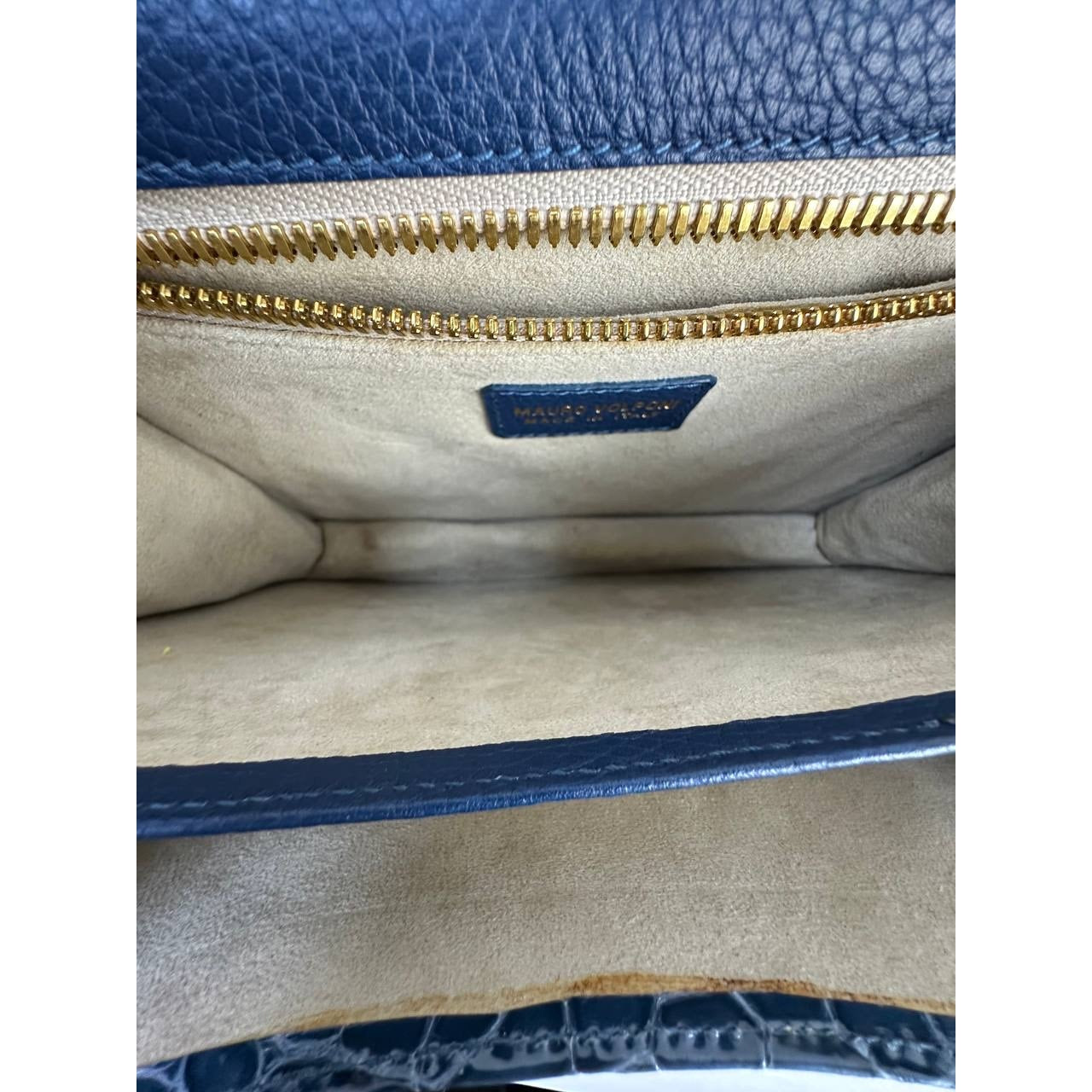 Mauro Volponi Blue Crocodile Leather Top-Handle Bag Pre-owned