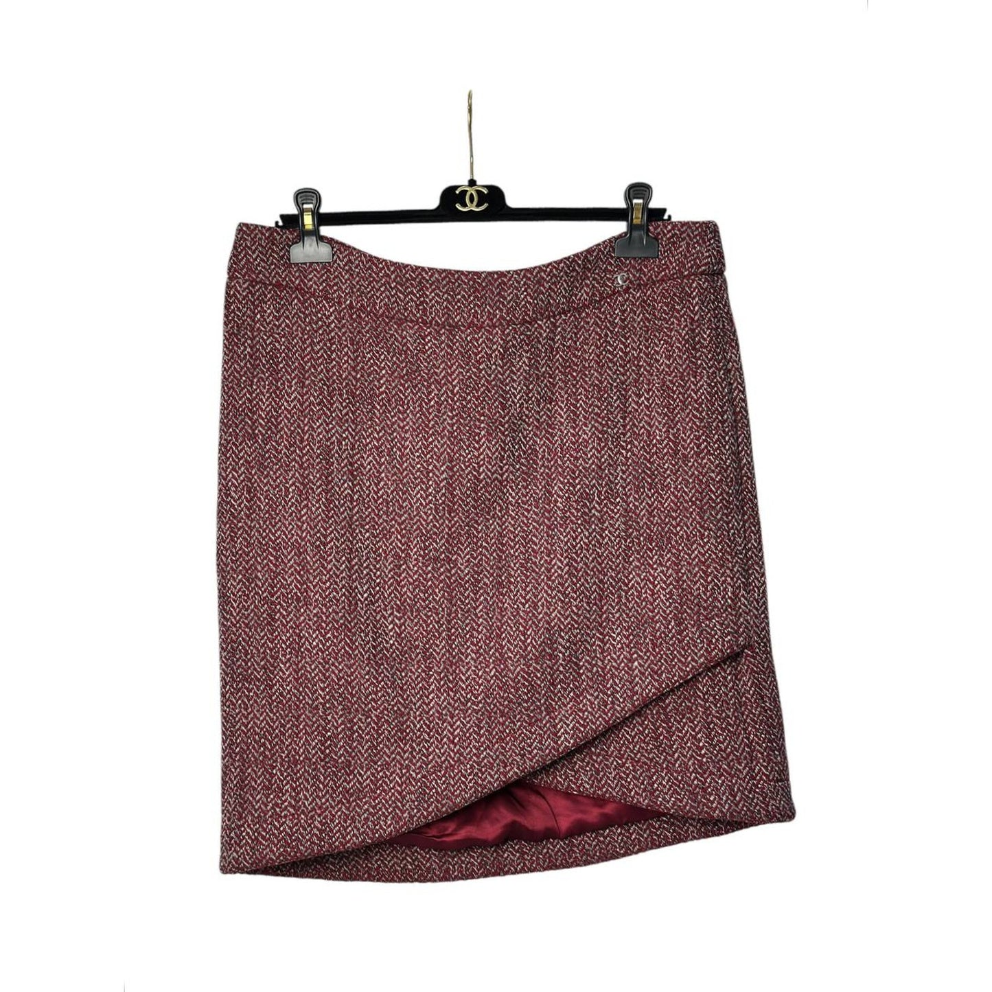 Chanel Tweed Wool Wrap Skirt Sz.44 Pre-owned