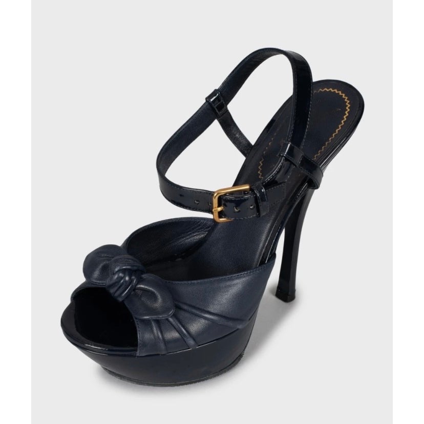 Saint Laurent Blue Leather Stiletto Platform Sandals EU 37 Pre-owned