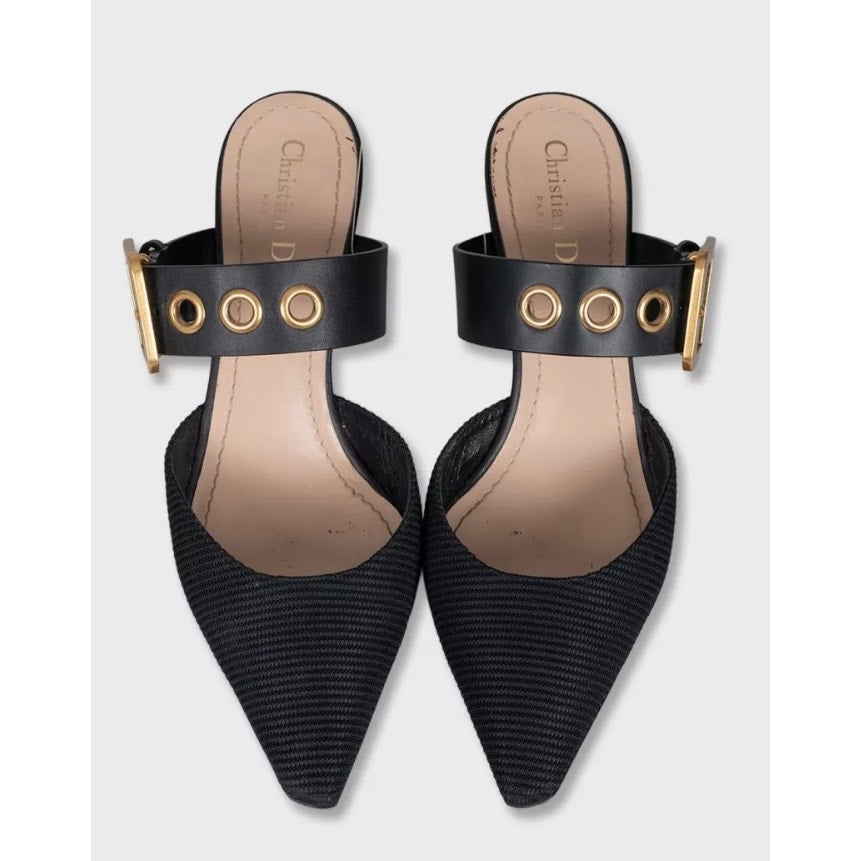 Christian Dior Black Pointed-Toe Mules - Size 39.5 Pre-owned