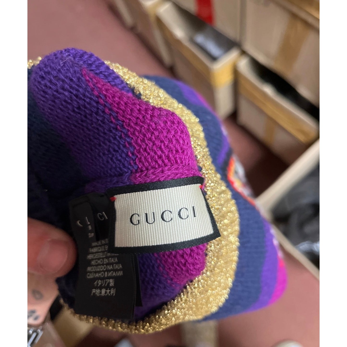 Gucci Multicolor Animal Print Wool Hat Size 58/ L Pre-owned