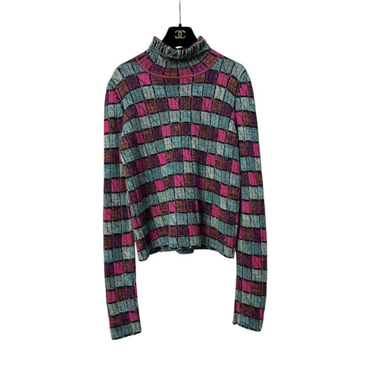 Chanel 2018 Paris-Hamburg Blue Striped Turtleneck Sweater Sz.38 Pre-owned