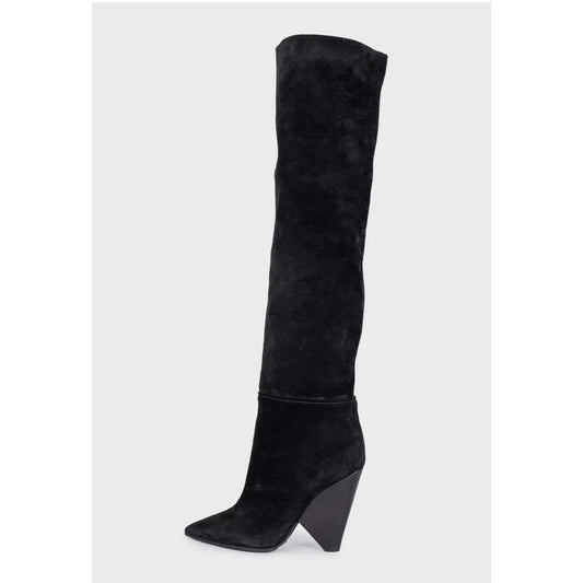 Saint Laurent Nikki Black Suede Slanted Heel Boots EU 37 Pre-owned