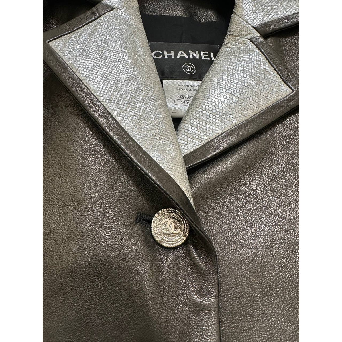 Chanel Black Lambskin Leather Two-Piece Suit Set  Sz.40/36 Pre-owned