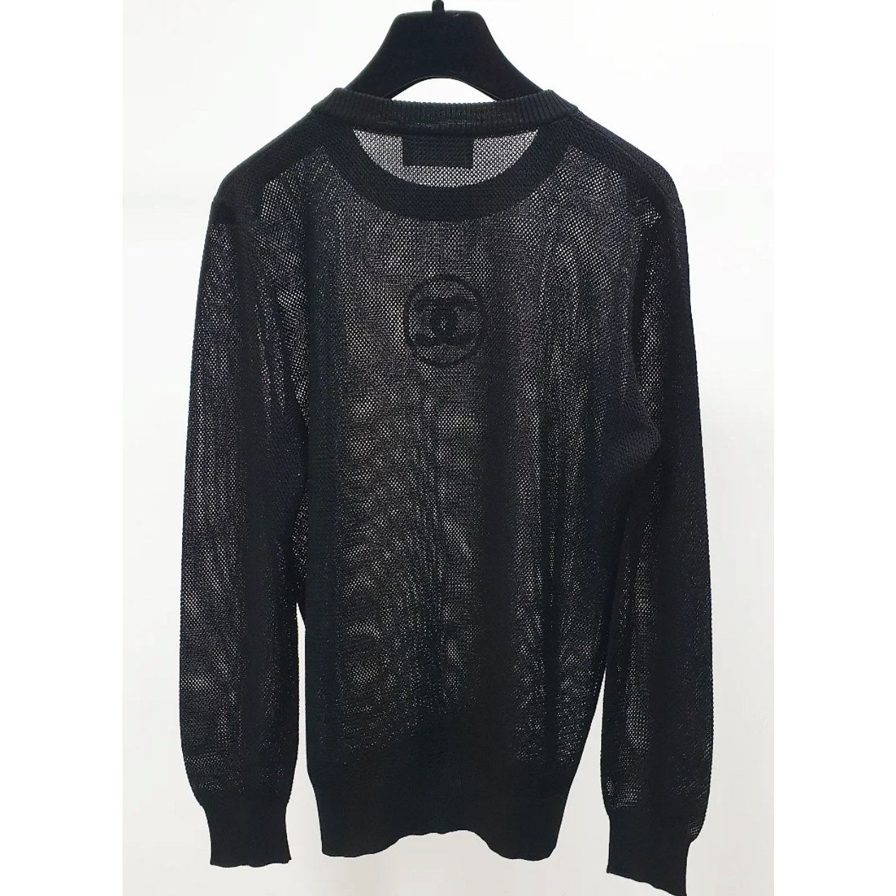 Chanel Black CC Logo Jumper with Net Sleeves - Size S Pre-owned