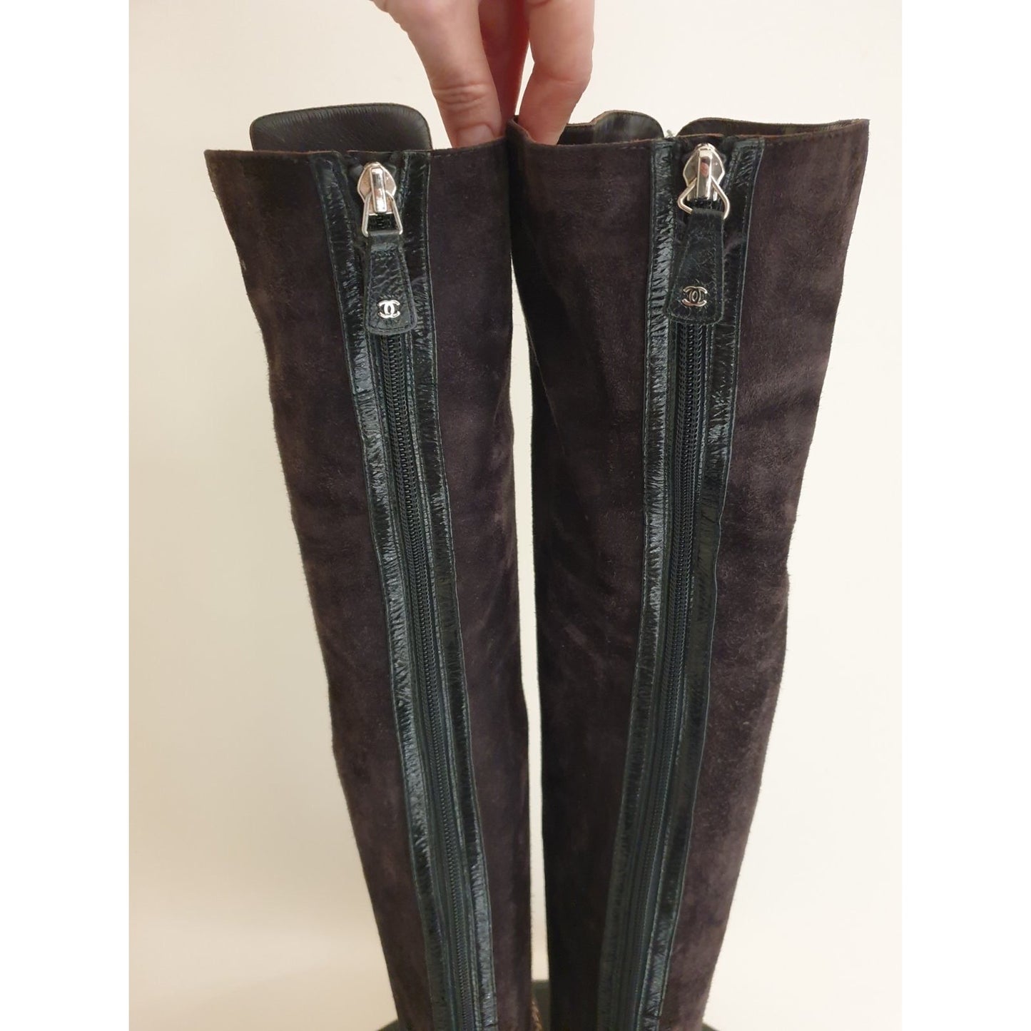 Chanel Paris-Salzburg Brown Suede Over-the-Knee Boots Sz.36 Pre-owned