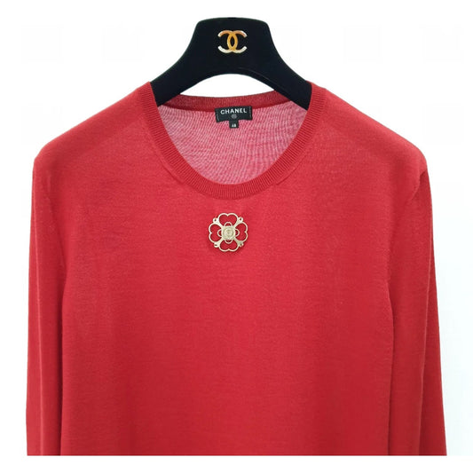 Chanel Red Cashmere Jumper Sz.48 pre-owned