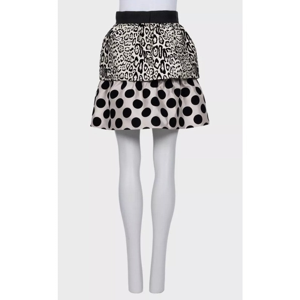 NWOT Dolce & Gabbana Black & White Animal Print Silk Skirt Sz.40 Pre-owned