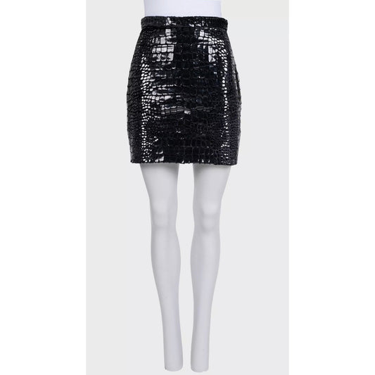Saint Laurent Black Croc Mini Skirt - Size38 Pre=owned