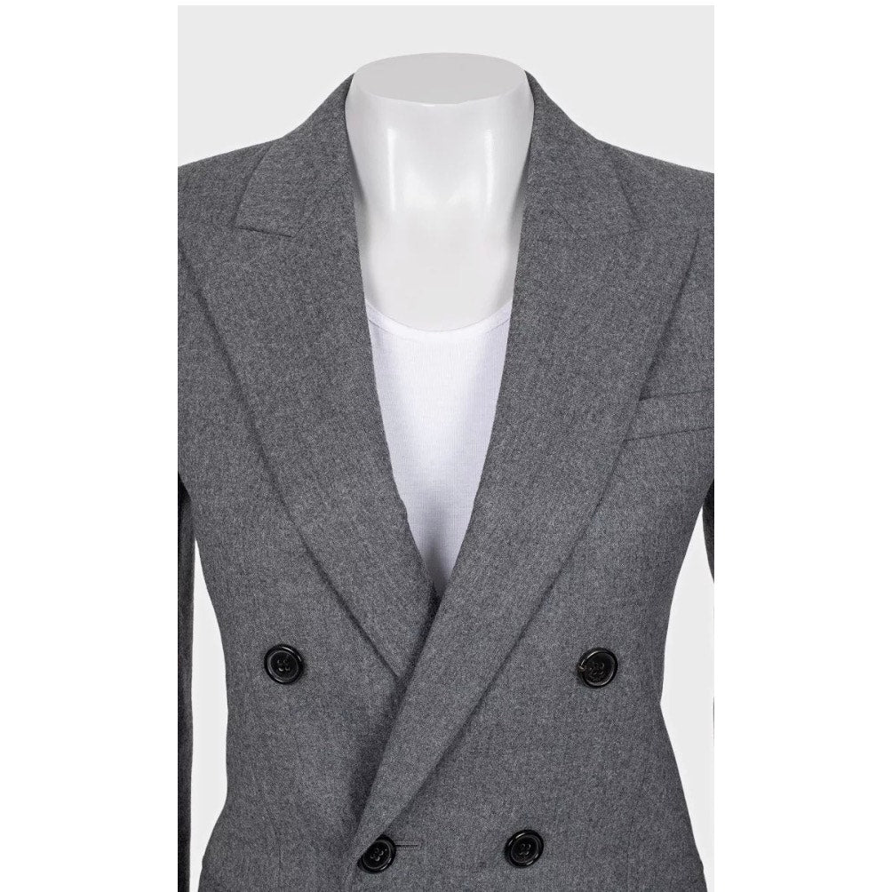 NWOT Saint Laurent Grey Wool Fitted Jacket - Size S / FR36 Pre-owned