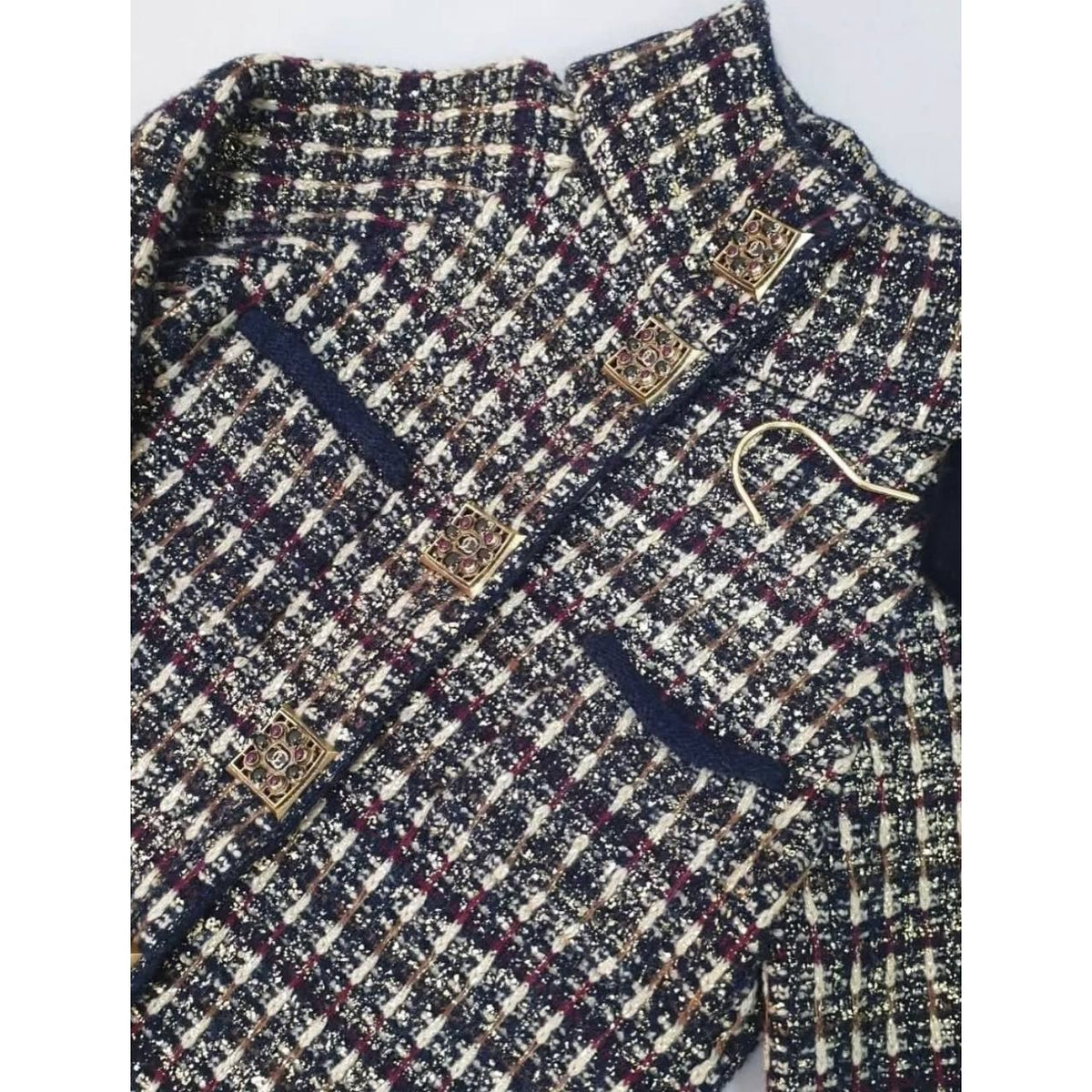 CHANEL 11A Paris-Byzance Metallic Tweed Coat FR 42 Pre-owned