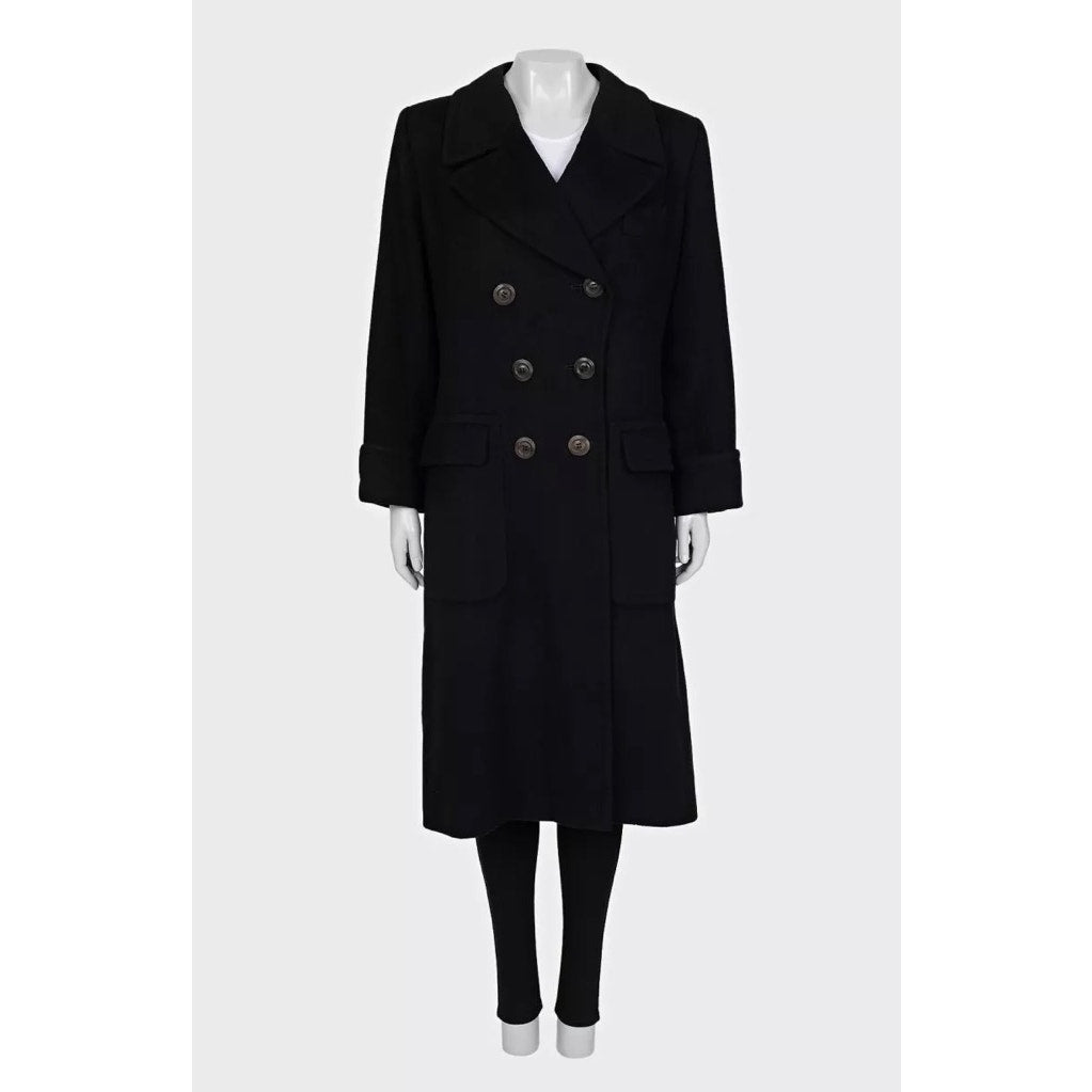 Vintage Yves Saint Laurent Black Belted Coat - Size M pre-owned