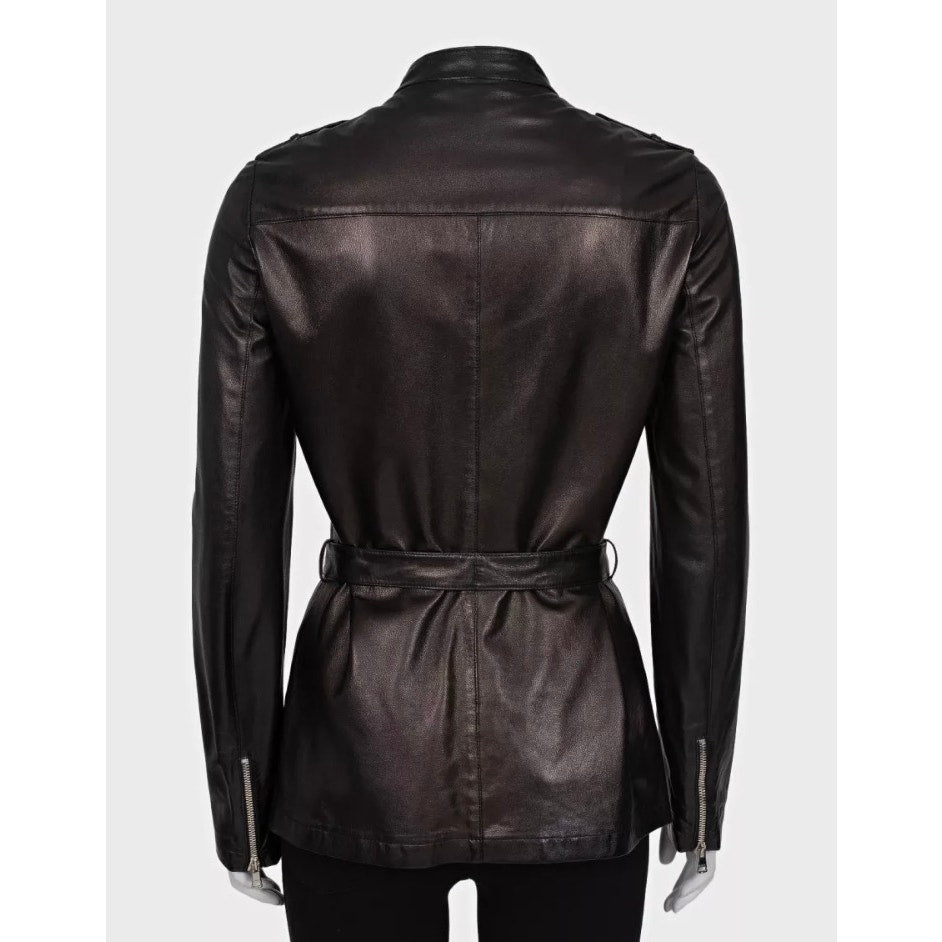 Gucci Black Leather Belted Jacket - IT 40 / S Pre-owned
