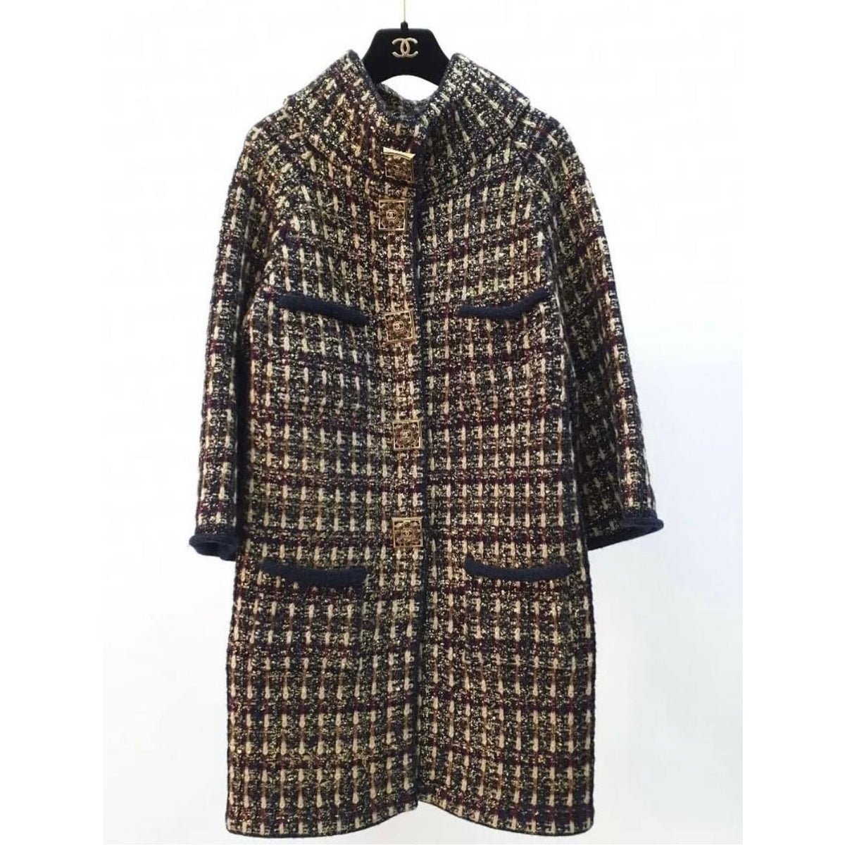 CHANEL 11A Paris-Byzance Metallic Tweed Coat FR 42 Pre-owned