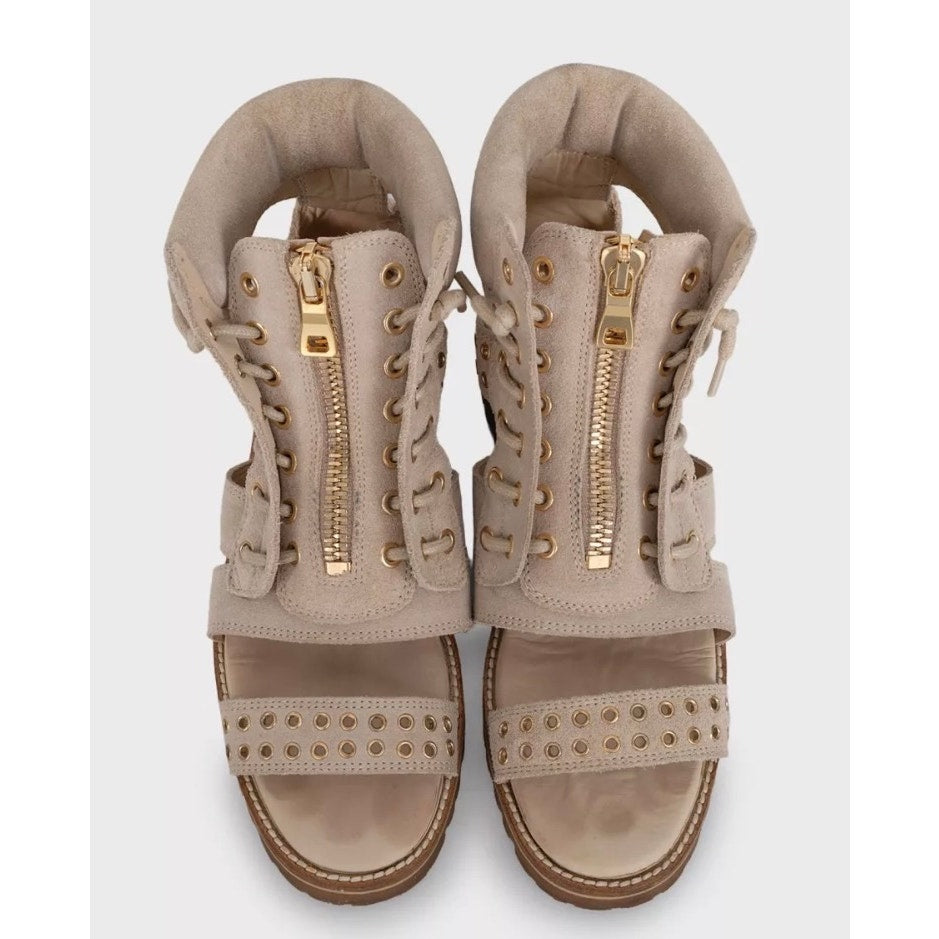 Balmain Beige Suede High Heel Sandals w Sz.37.5 Pre-owned