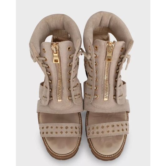 Balmain Beige Suede High Heel Sandals w Sz.37.5 Pre-owned