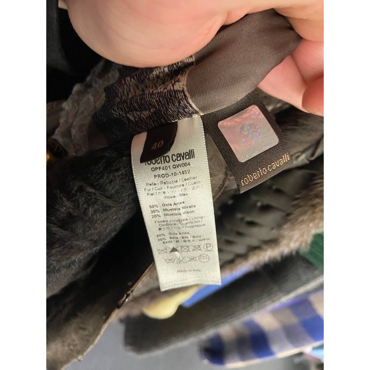 Roberto Cavalli Faux Fur & Leather Straight-Cut Jacket - IT 40 / S Pre-owned
