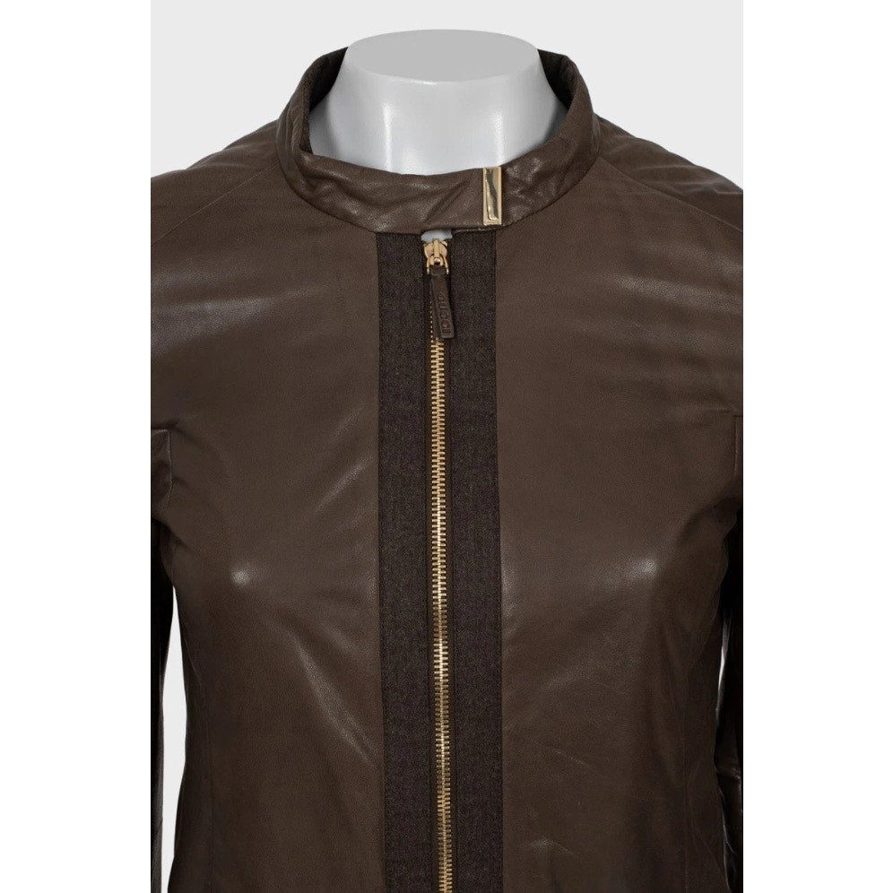 Vintage Gucci Brown Leather Jacket - Size M/ IT42 Pre-owned