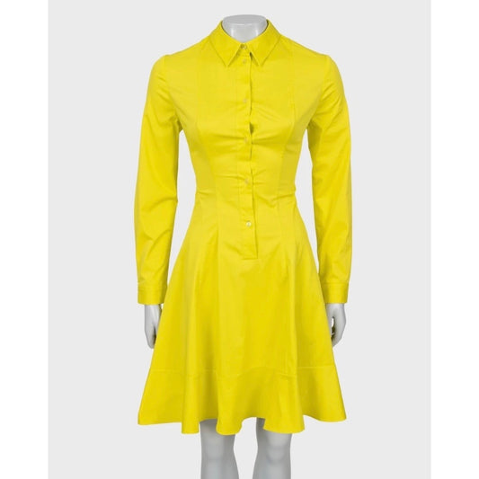 Christian Dior Yellow Cotton Blend Fitted Shirt Dress IT 42/M Pre-owned