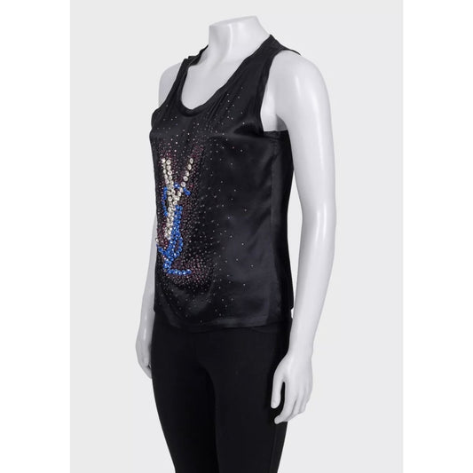 Vintage Yves Saint Laurent Crystal Embellished Silk Tank Top Sz.S Pre-owned