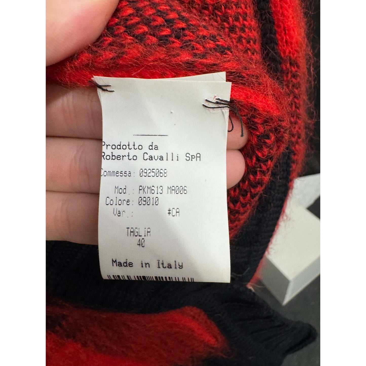Roberto Cavalli Red Checkered Wool Mohair Cardigan Sz.40/S Pre-owne