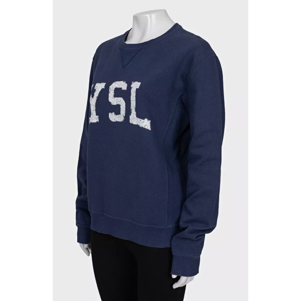 Saint Laurent Blue Logo Cotton Sweatshirt - M pre-owned