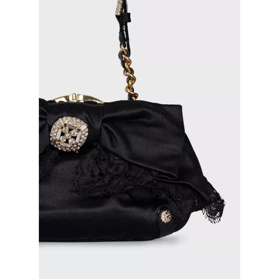 Dolce & Gabbana Black Textile Crystal Clutch Pre-owned