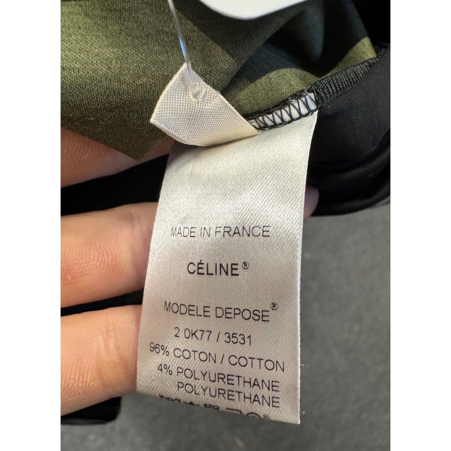 Celine Straight Longsleeve Top with Eco-Leather Detail, S Pre-owned