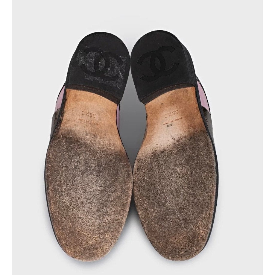Chanel Tricolor Lace-Up Clogs Sz.38.5 Pre-owned