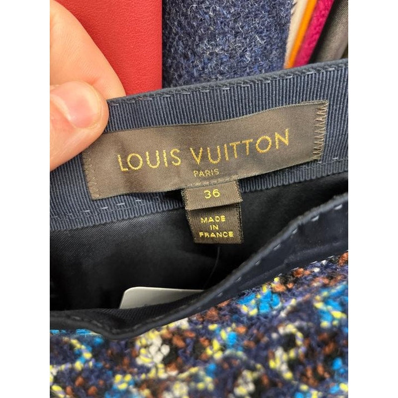 Louis Vuitton Blue Wool Midi Skirt  Sz.36 Pre-owned