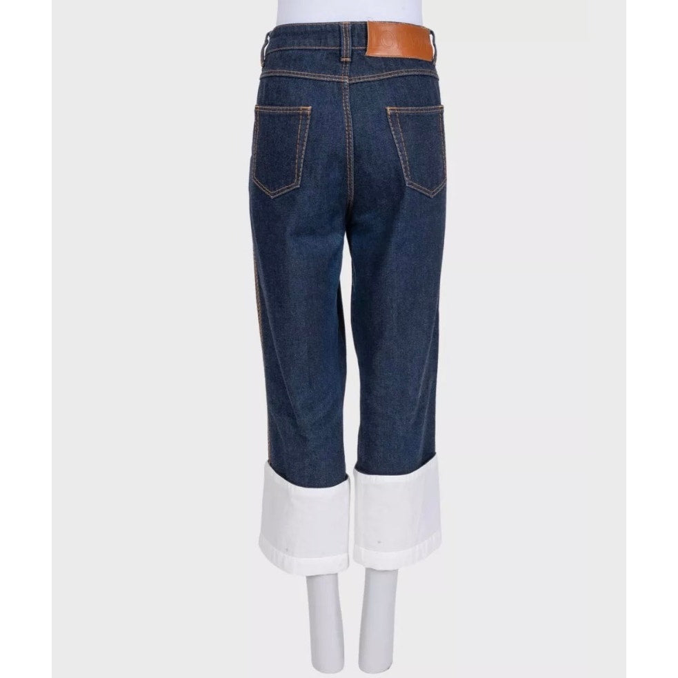 Loewe Cropped Jeans with White Turn-Up Cuffs EU 42 Pre-owned