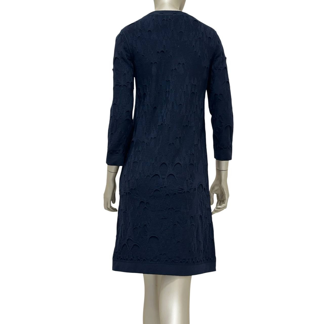 CHANEL Dark Blue Wool Dress Sz.38 pre-owned
