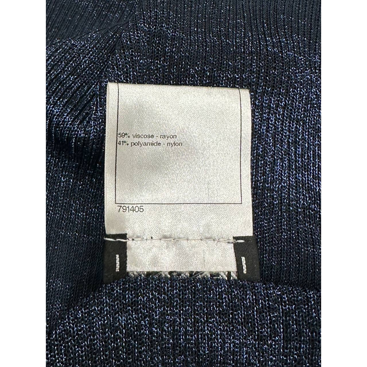 Chanel Navy Metallic Knit Fall 2009 Collection Cardigan  Sz.40 Pre-owned