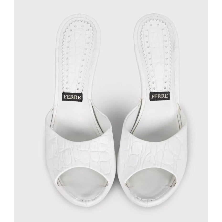 Gianfranco Ferré White Leather Platform Mules sz.37 Pre-owned