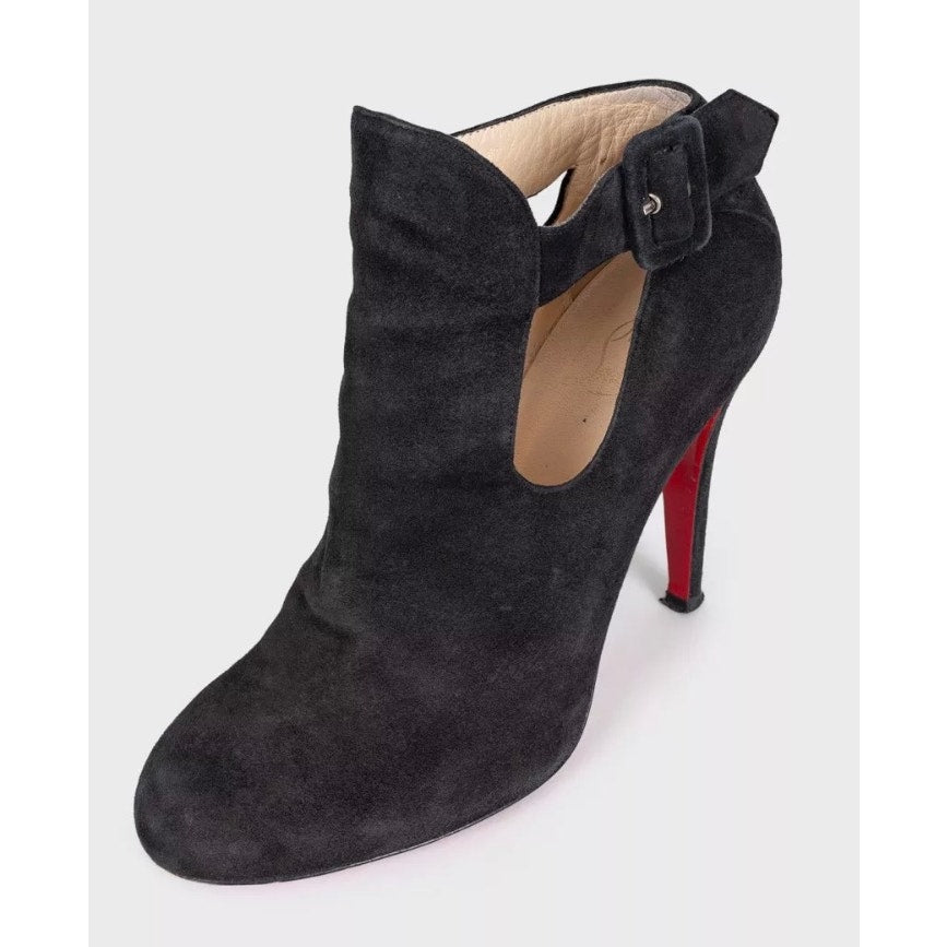 Christian Louboutin Black Suede Cutout Ankle Boots Sz. 38 Pre-owned
