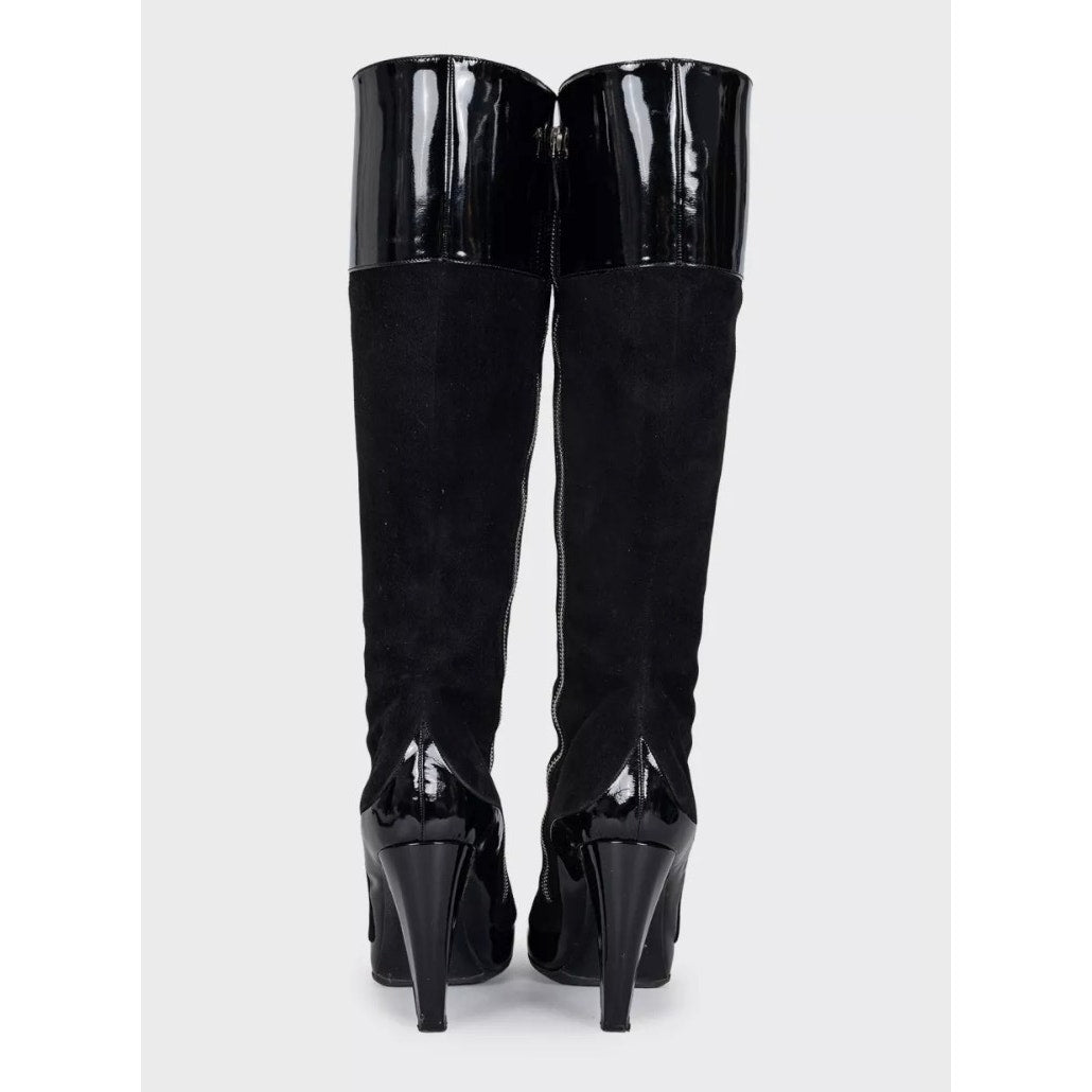 Balenciaga Black Leather Suede Heeled Boots Sz. 40 Pre-owned