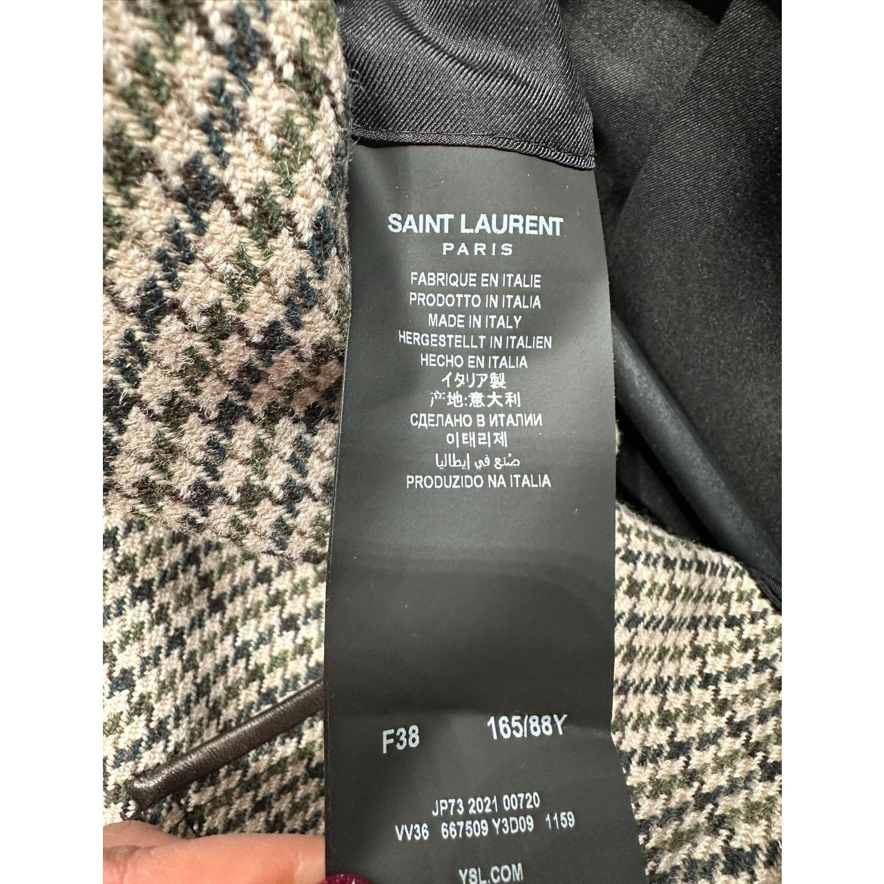 Saint Laurent Four Pocket Houndstooth Wool Blazer Sz.38 Pre-owned