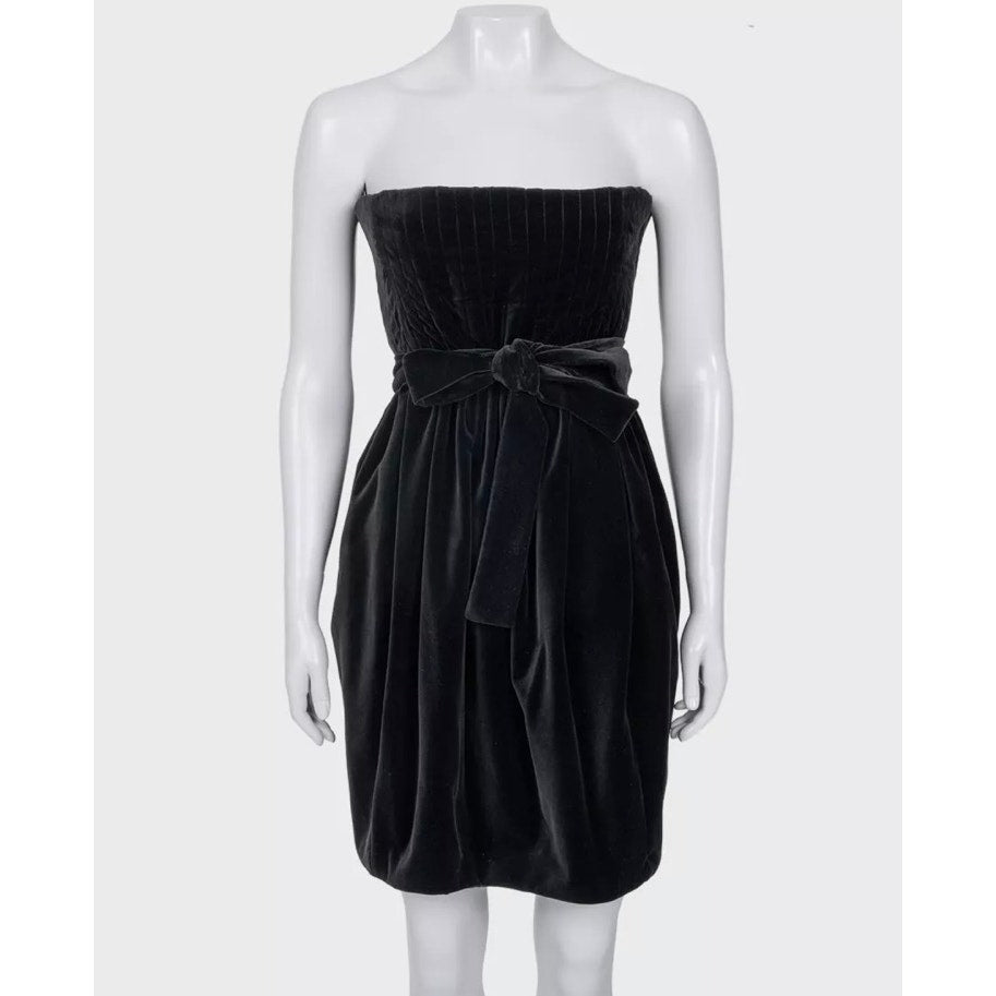 Saint Laurent Black Velvet Sleeveless Fitted Dress 38/M pre-owned