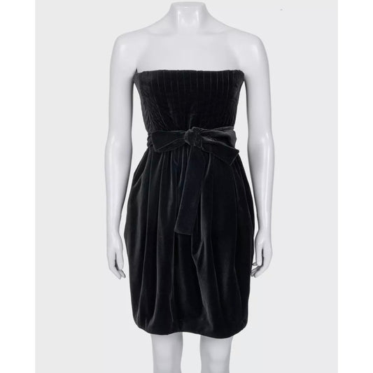 Saint Laurent Black Velvet Sleeveless Fitted Dress 38/M pre-owned
