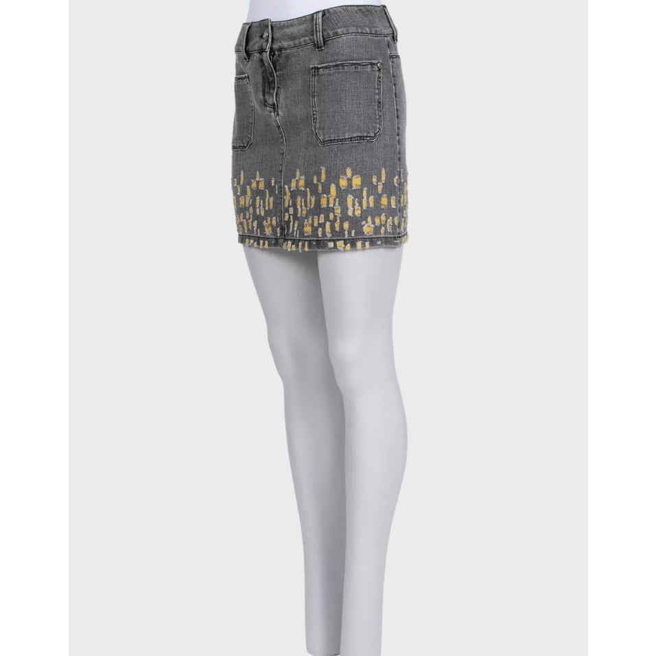 Chanel Distressed Grey Denim Mini Skirt - FR 36 pre-owned