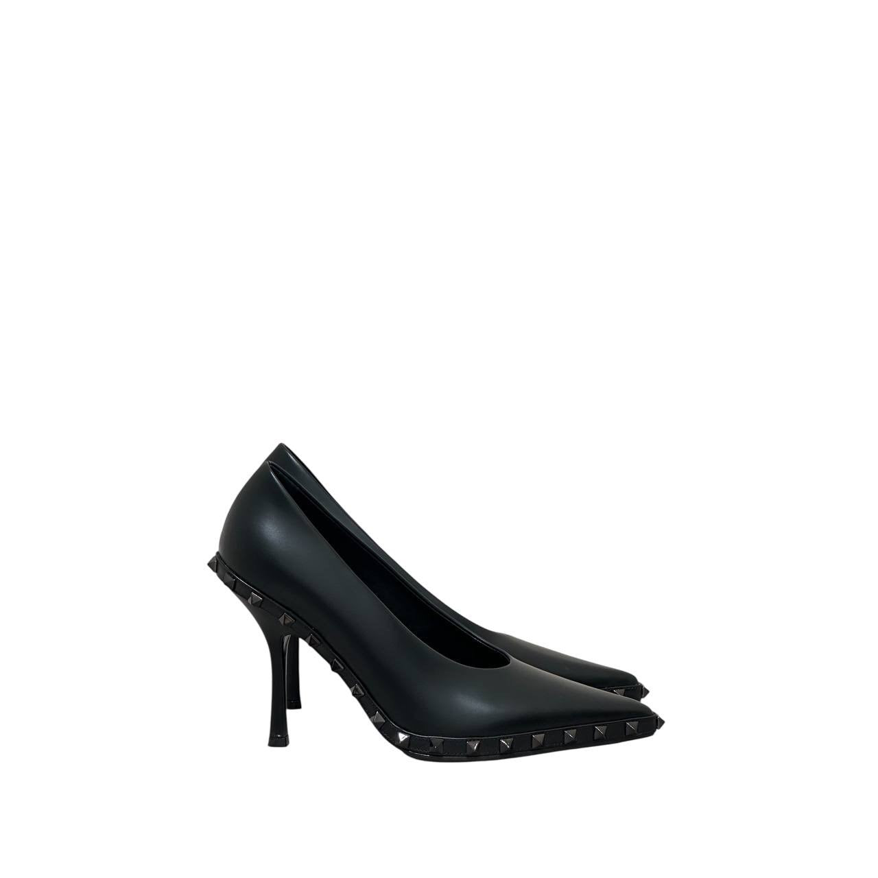 Valentino Garavani Rockstud 100 Leather Heels Pumps Black 38.5 pre-owned
