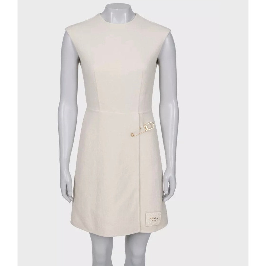Prada Cream Wool Fitted Pin Dress  XXS/IT36 pre-owned