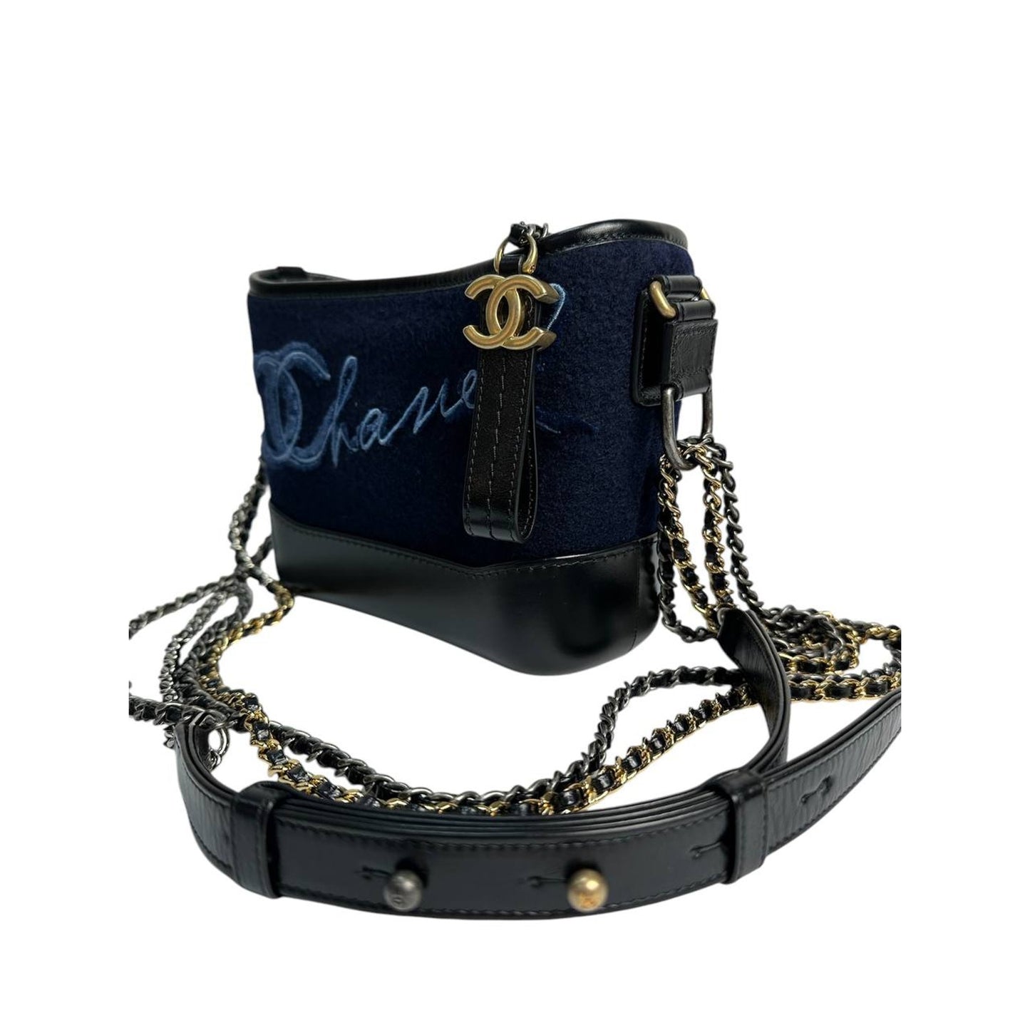 Chanel Paris-Hamburg Navy Blue Textille Embroidery Gabrielle Bag