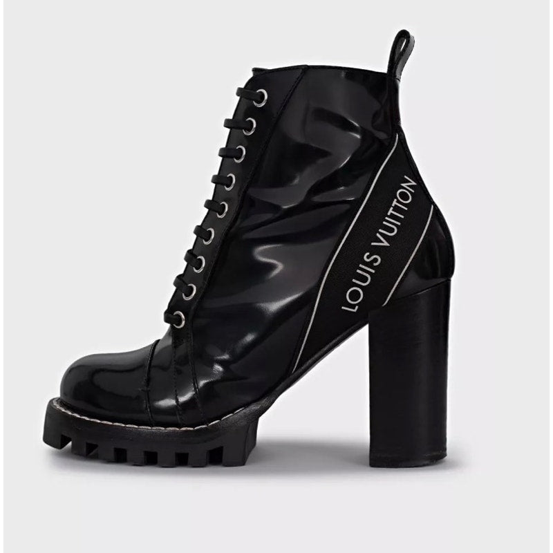 Louis Vuitton Star Trail Black Leather Ankle Boots Sz 37.5 Pre-owned