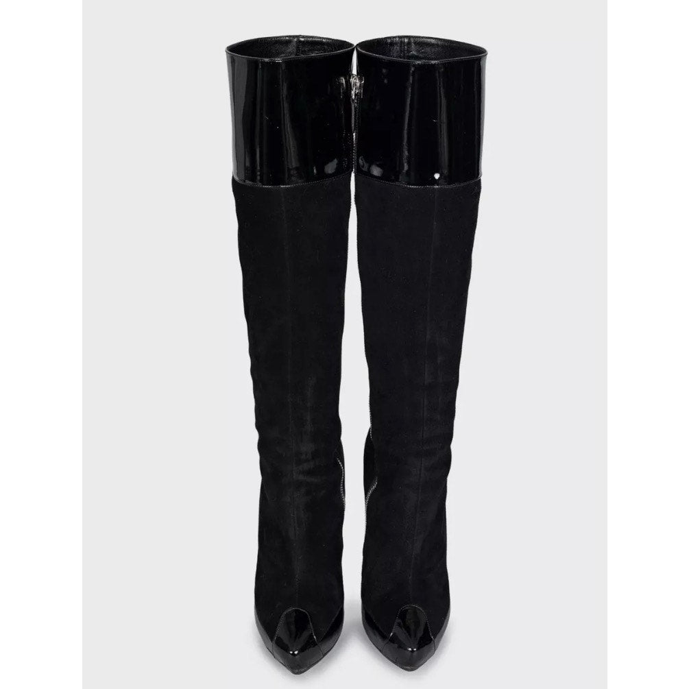 Balenciaga Black Leather Suede Heeled Boots Sz. 40 Pre-owned