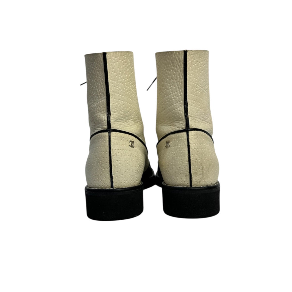 Authentic Chanel Black & Beige Combat Boots - Size 40 Pre-owned